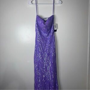 City Studio Purple Sequin Prom Dress